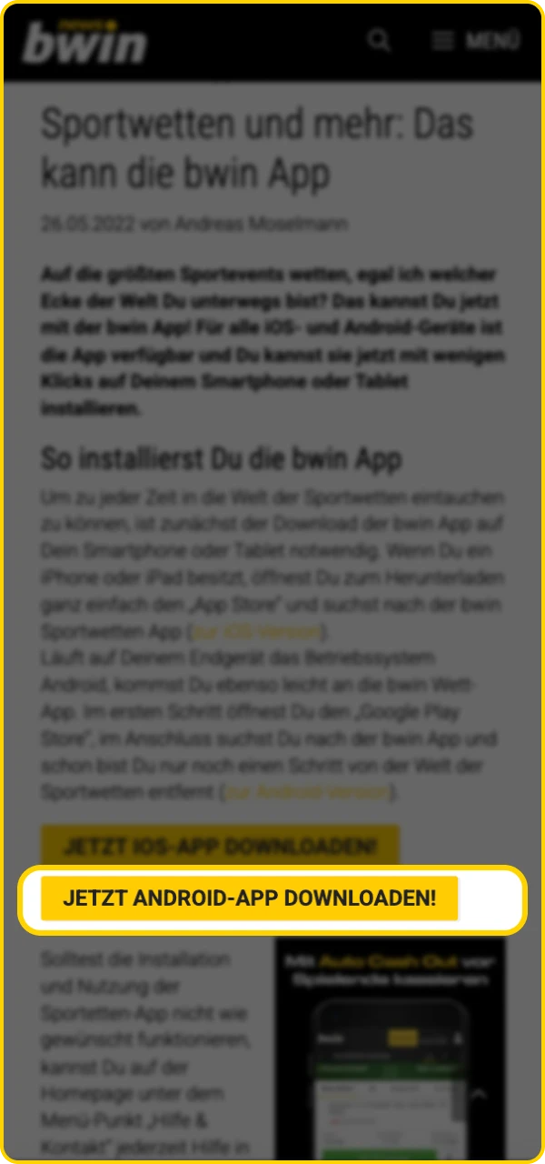 Installieren Sie die Bwin Online Casino App direkt von der offiziellen Website auf Ihrem Android-Telefon.