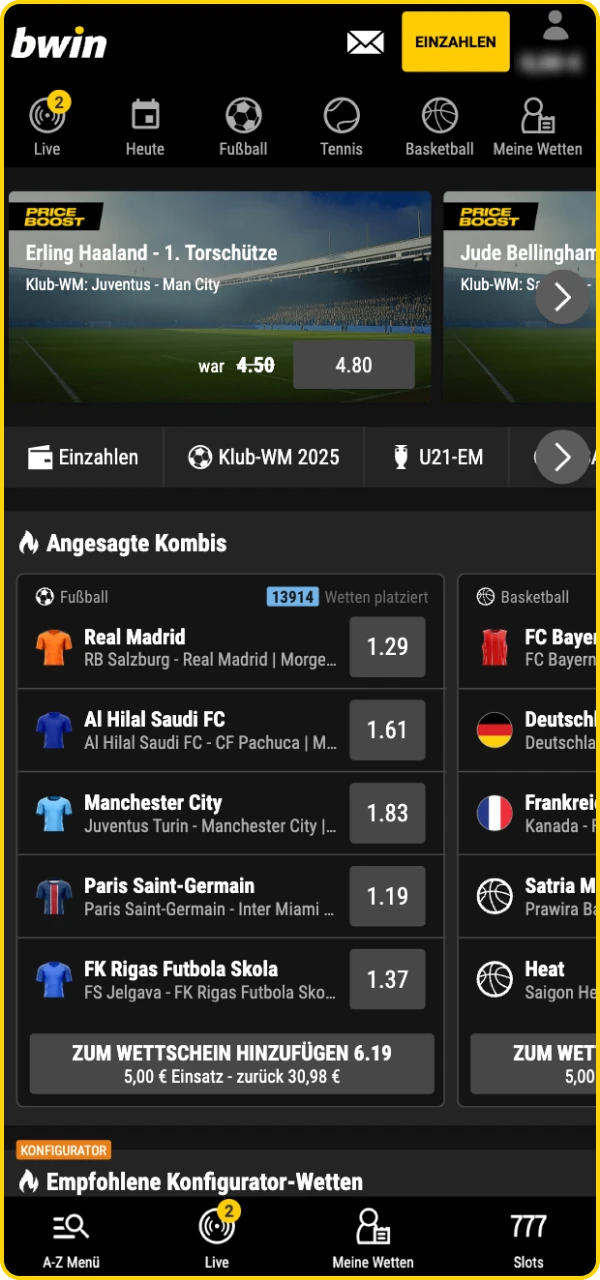 Nach der Installation der Bwin Online Casino App öffnen Sie diese und spielen jederzeit.