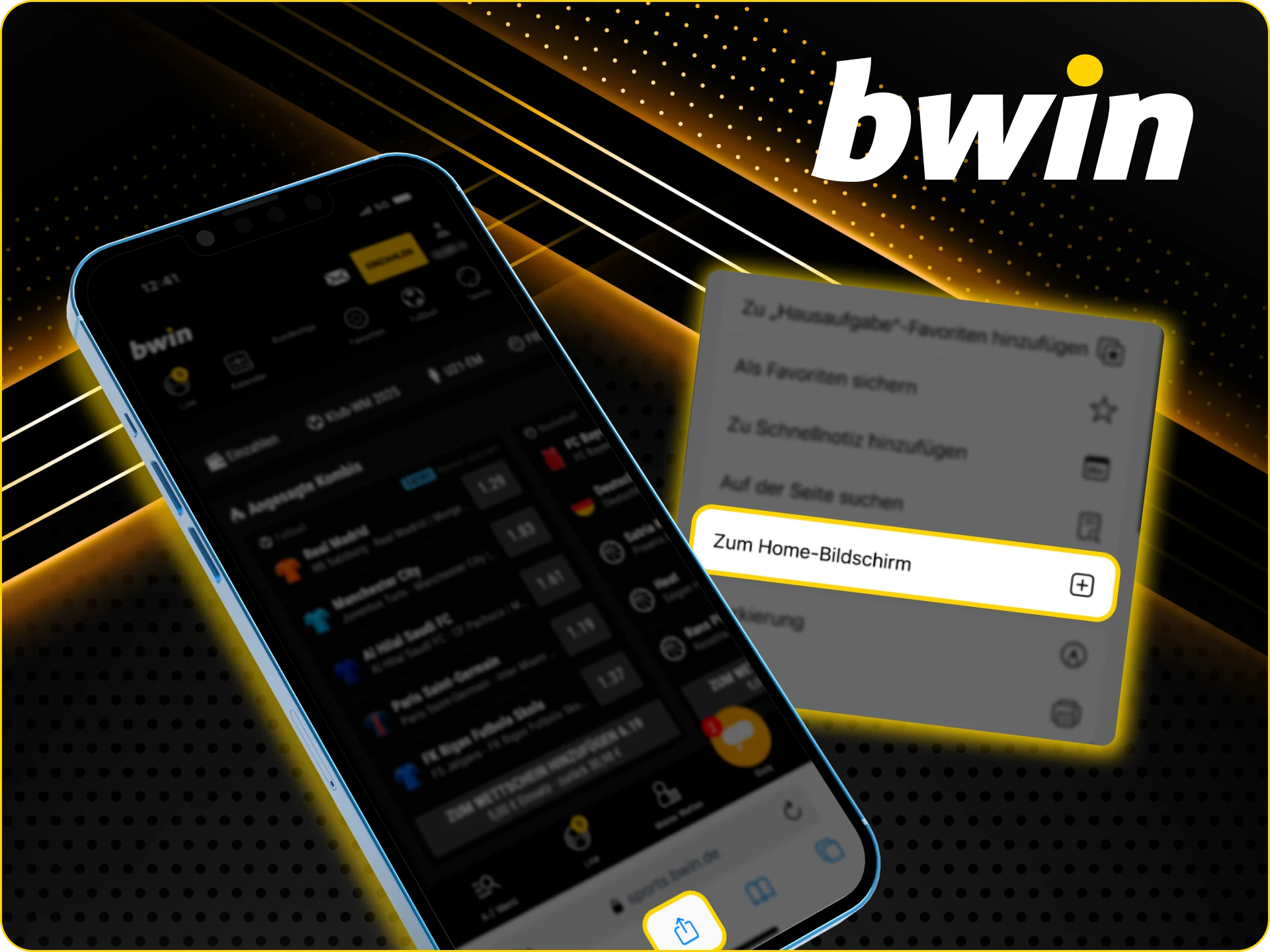 Installieren Sie die Bwin Online Casino App über einen Browser auf Ihrem Smartphone.