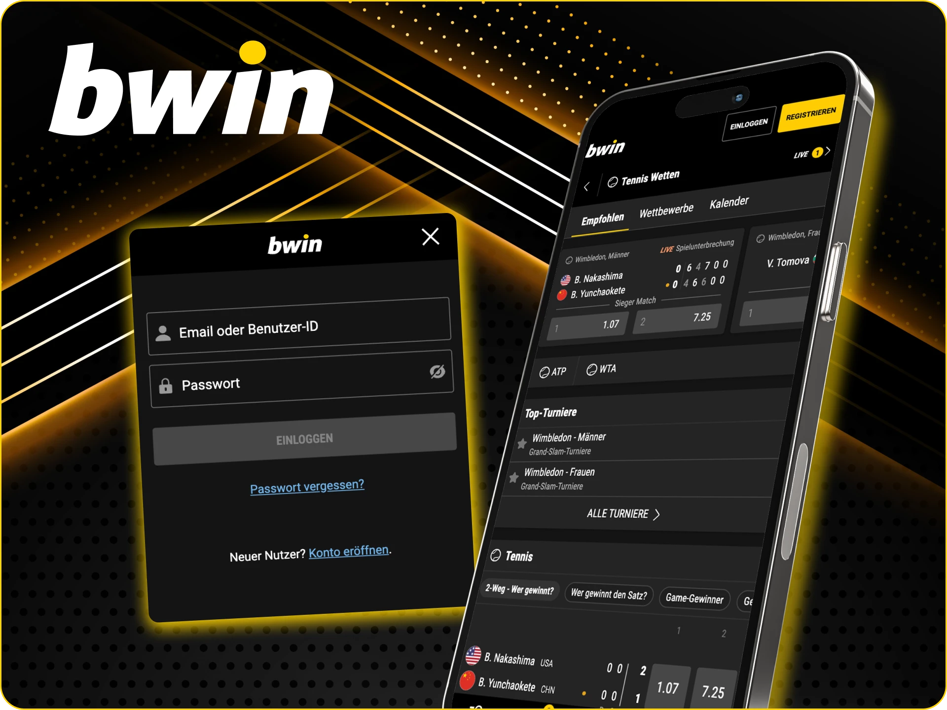 Wie starte ich Sportwetten in der Bwin Online Casino App.
