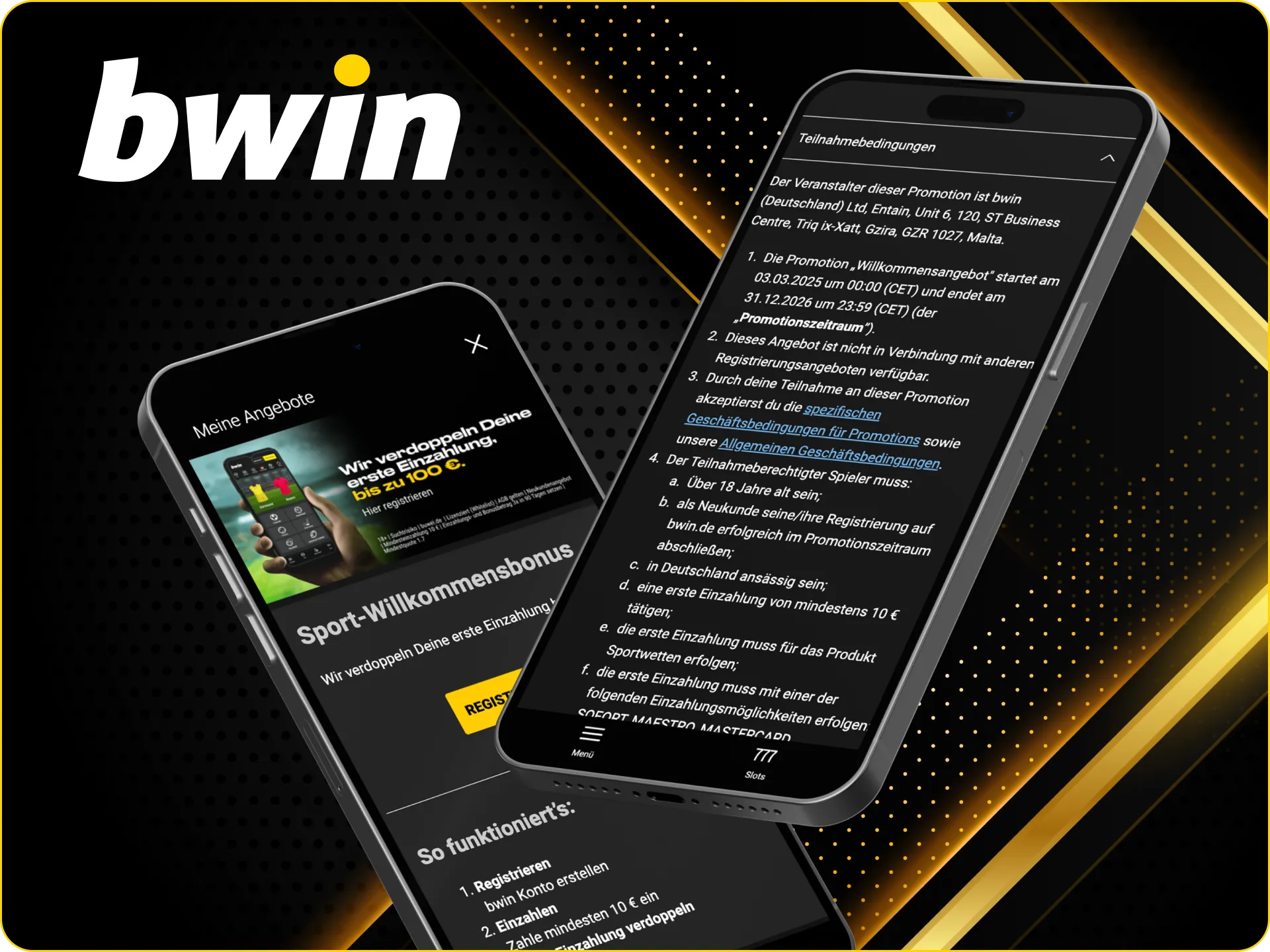 Holen Sie sich Ihren Willkommensbonus in der Bwin Online Casino App.