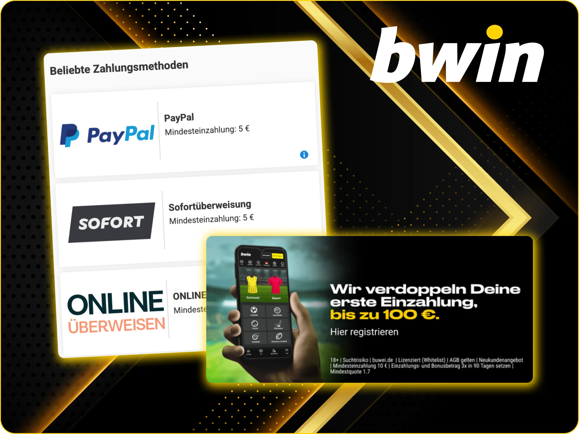 Wählen Sie Ihren Bonus im Bwin Online Casino nach Ihrer ersten Einzahlung.