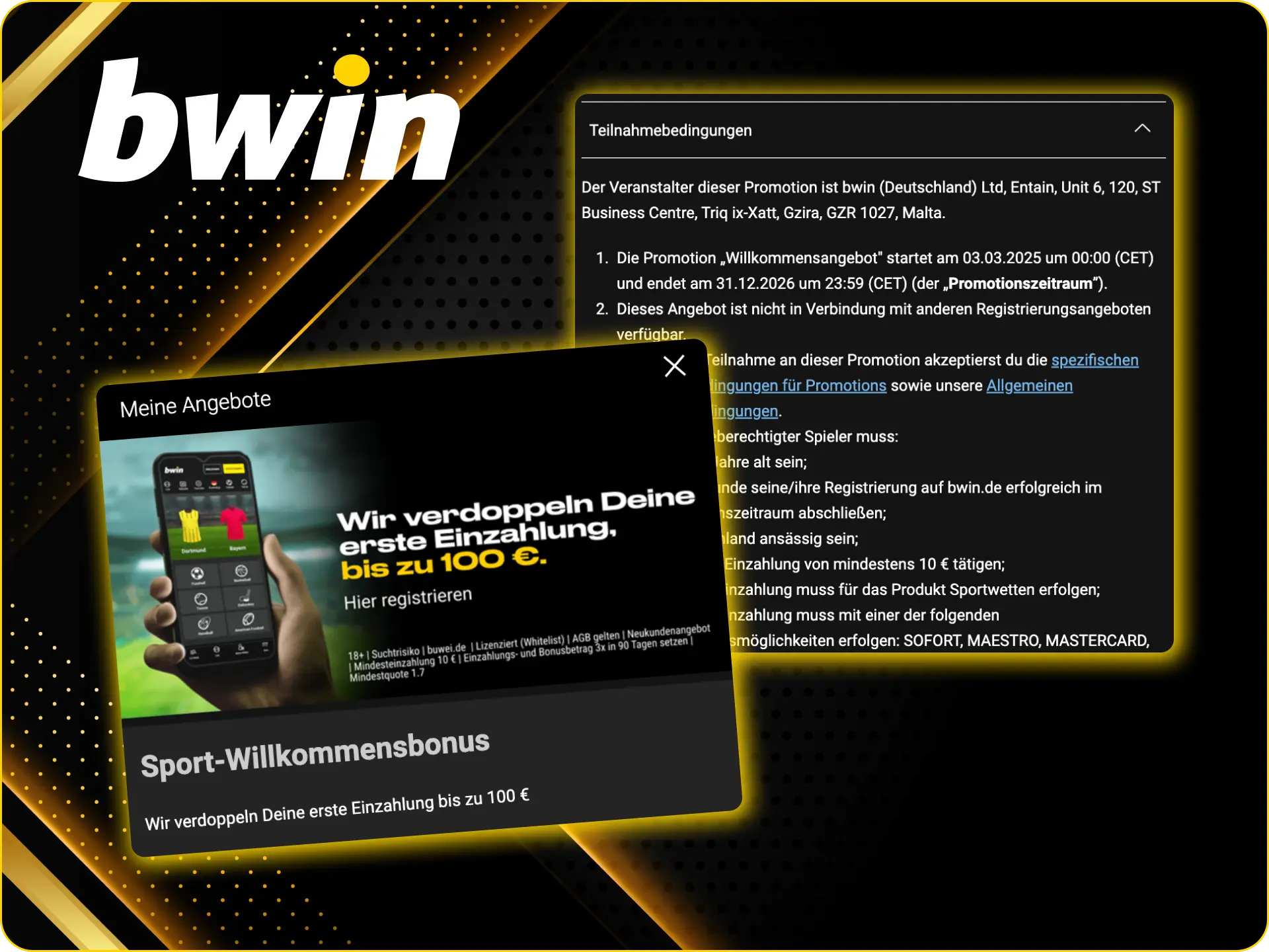 Registrieren Sie sich im Bwin Online Casino, um einen Willkommensbonus zu erhalten.