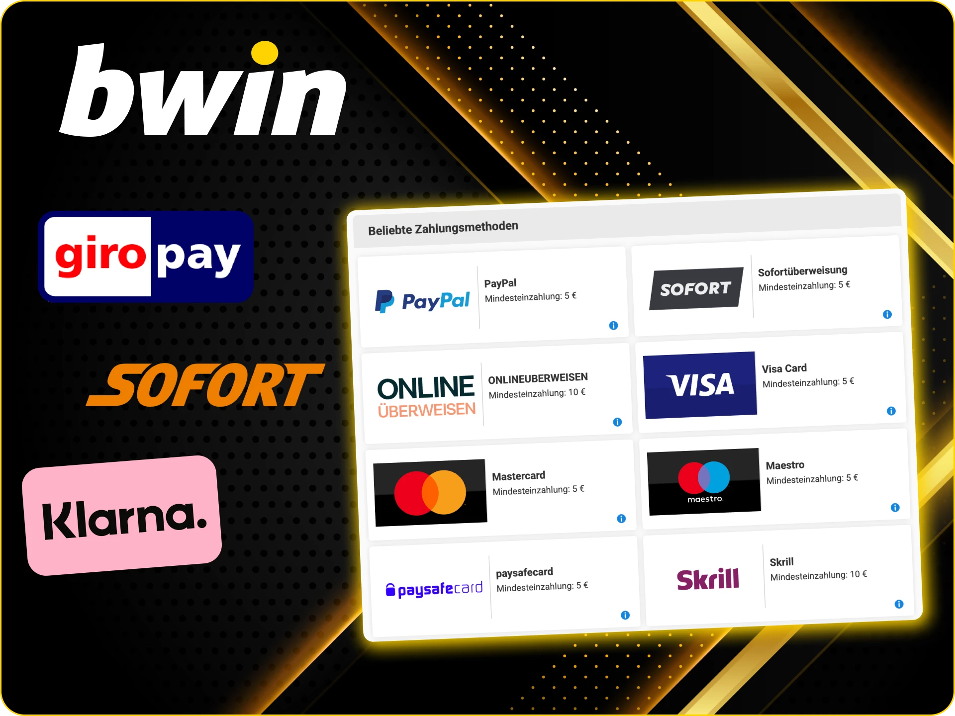 Welche Zahlungssysteme stehen für Einzahlungen im Bwin Online Casino zur Verfügung.