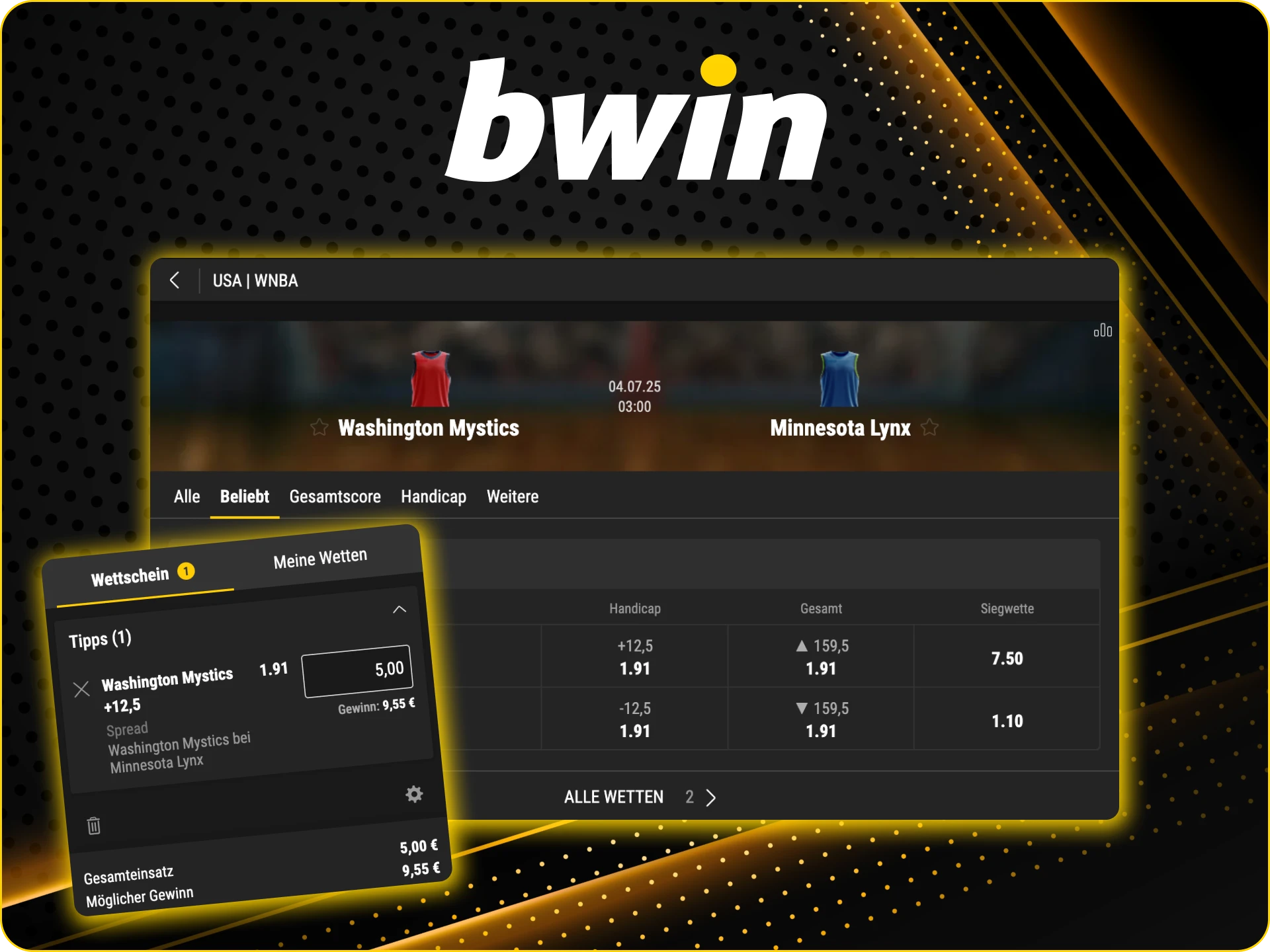 Melden Sie sich im Bwin Online Casino an, um auf Ihre Lieblingsmannschaft zu wetten.
