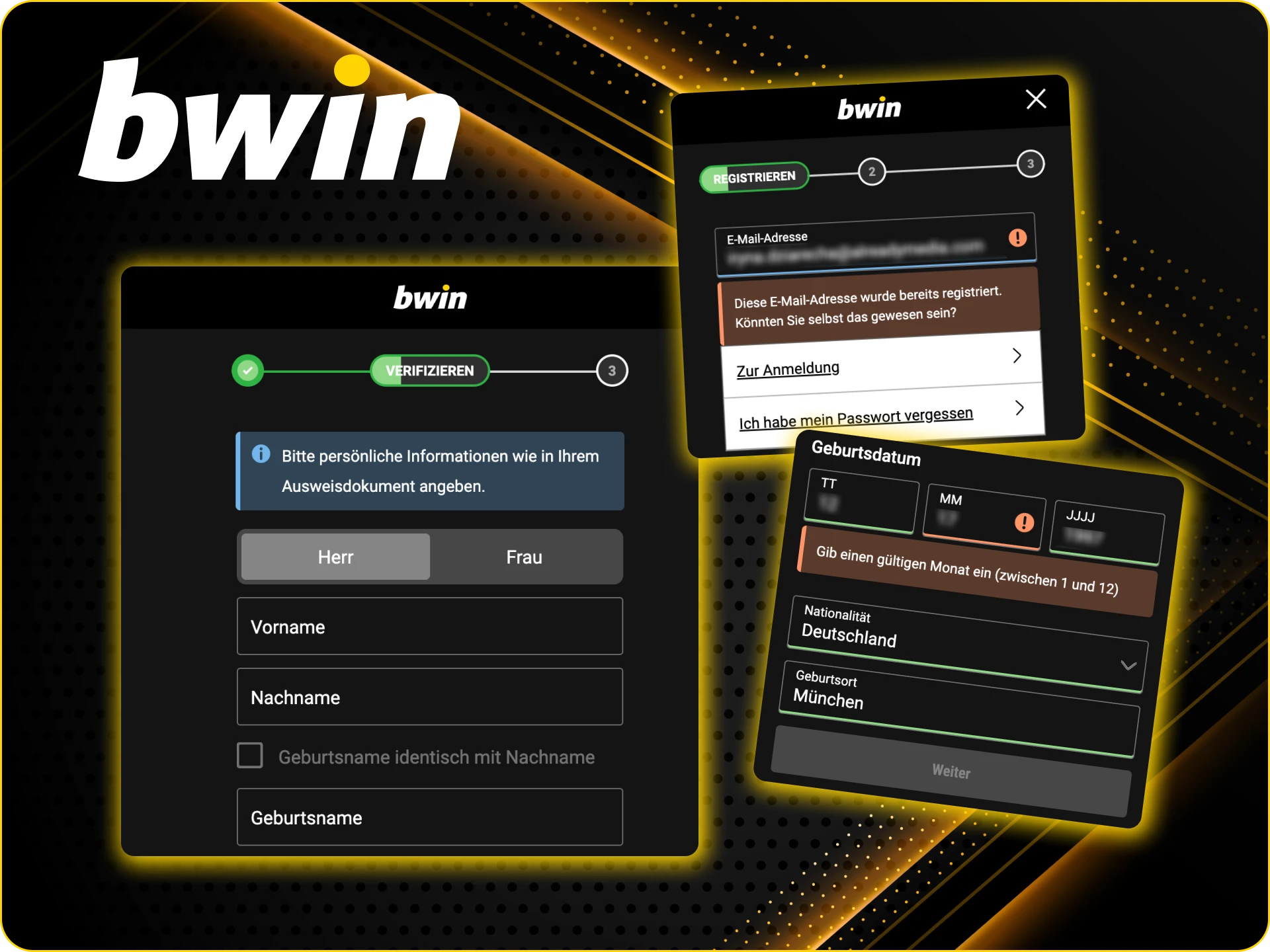 Was tun bei Problemen bei der Registrierung im Bwin Online-Casino.