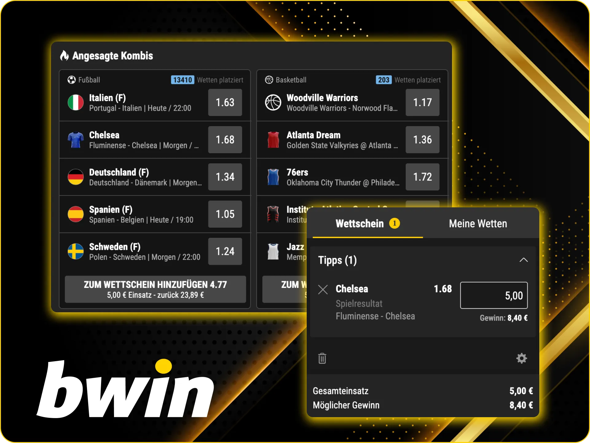 Wetten Sie auf Ihre Lieblingssportarten im Bwin Online-Casino.